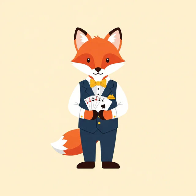 Marco, Bella Marca's mascot — an elegant fox in a croupier's outfit